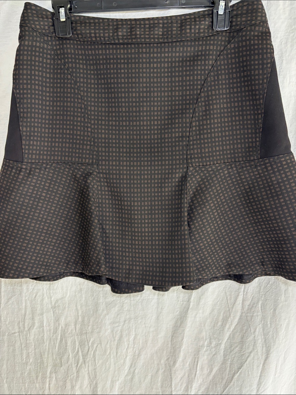 Women's Worthington Brown Patterned Flared Hem Skirt Punk Goth Office Wear (131)